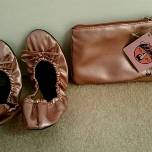 Comfort shoes or slippers in bag for traveling
